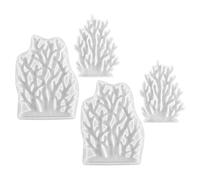 IWOWHERO Moule en Silicone Corail Marin 4 Pièces pour Résine Époxy Pâte Polymère et Décoration DIY Flexible Résistant Haute Température pour Créations Loisirs Créatifs et Bijoux Océan