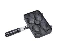 IWOWHERO Moule Gâteau Poisson Antiadhésif Aluminium Moule à Gaufres et Pancakes Japonais à Poêle à Pâtisserie pour Cuisine Maison Manche Long