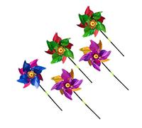 IWOWHERO Moulin à Vent Décoratif pour Jardin Épouvantail à Oiseaux Lot De 5 Pièces 24x50 Cm Couleur Vive