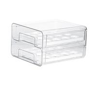 IWOWHERO Organisateur Réfrigérateur Tiroir Double Couche pour 32 Œufs Boîte à Œufs en Plastique PET Transparent Ventilation Latérale Grand Bac de Rangement Réutilisable