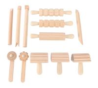 IWOWHERO Outils de Modelage en Bois pour Garçon et Filles - Ensemble de 12 Pièces pour Sculpture sur Argile Outils de Poterie et Pâte à Modeler Surface Lisse sans Bavures Adaptés à