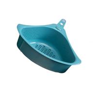 IWOWHERO Panier Filtrant Triangulaire pour Évier Cuisine Support de Rangement Bleu en PP avec Ventouse Détachable Égouttoir Multifonction pour Filtrer Déchets et Organiser Éponges