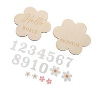 IWOWHERO Panneaux Mensuels en Bois pour Bébé 1 à 12 Mois Cartes Photos Mensuelles Fleuries 2 Pièces Accessoires Souvenirs Naturels pour Suivi Croissance -Né Décoration Shower Écologique
