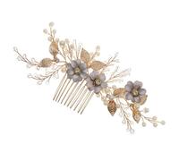 IWOWHERO Peigne à Cheveux de Mariage en Perles Dorées Accessoire de Coiffure Latéral pour Mariée Décor de Tête Élégant pour Cérémonies et Fêtes Fourche à Cheveux Raffinée Design Lisse
