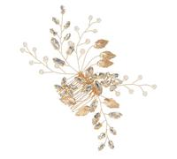 IWOWHERO Peigne à Cheveux de Mariée en Strass Bleu Perle Accessoire pour Cheveux de Demoiselle d'Honneur Bijou Élégant pour Mariage et Bal Décorations Délicates Fil Doré et Strass