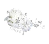 IWOWHERO Peigne à Cheveux En Strass Blanc Taille Moyenne Fleurs En Soie Pour Mariée Demoiselle D’honneur Mariage Cérémonie