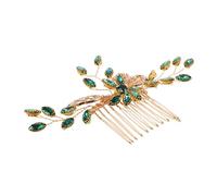 IWOWHERO Peigne à Cheveux Mariage Vert Alliage avec Strass Accessoire Tête de Mariée Fait Main Épingle à Cheveux Cristal pour Demoiselles Honneur Coiffure Nuptiale Raffinée