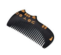 IWOWHERO Peigne Corne de Buffle Naturel pour Massage et Coiffage Anti-statique Large Dents Bois Démêle et Entretient Différents Types de Cheveux et Portable Style Cartoon