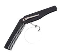 IWOWHERO Peigne Pliant Pour Homme Porte-clés Brosse À Barbe Fine Petit Miroir Élégant Pratique