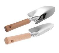 IWOWHERO Pelle à Terre De Jardinage en Acier Inoxydable pour Plantation De Légumes Kit De 2 Pièces Poignée en Outils De Jardinage Compacts pour Creuser Et Planter Jardin Extérieur