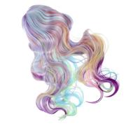 IWOWHERO Perruque Halloween Bou Longue Arc Ciel Dégradé Ondulé pour Fête Cosplay Festival