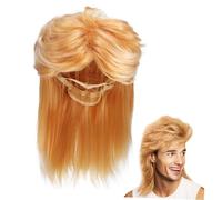 IWOWHERO Perruque Mulet Synthétique Blonde Homme Coiffure Rétro Ajustable pour Déguisement Années Costume Cosplay Party