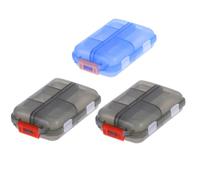 IWOWHERO Pilulier de Voyage Portable 3 Pièces Gris et Bleu, Double Couche avec 10 Compartiments Individuels, Organisateur Mini pour Camping, Randonnée et Rangement de Remède