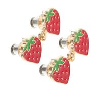 IWOWHERO Pinces de Taille Détachables pour Jeans 2 Pcs, Bouton Métallique de Rechange de Fraise Rouge, Ajusteur Pratique pour Resserrer Pantalons et Jeans Femme et Homme, Accessoire