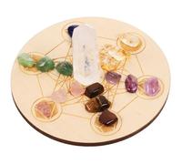 IWOWHERO Planche de Divination Bois avec Pierres de Cristal Naturelles Décor et Chakras Compact pour Collection et Décoration Spirituelle