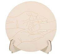 IWOWHERO Plaque Commémorative Ronde en Bois Gravé pour Naissance Bébé, Panneau Décoratif Beige avec Support, pour Hôpital Maternité et Occasions Spéciales