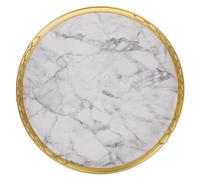 IWOWHERO Plateau de Rangement Rond en Bois et Métal Texture Marbre Or, Usage Polyvalent pour Plantes et Fruits, Décoration Intérieure Maison