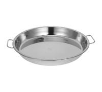 IWOWHERO Plateau de Service INOX Rond avec Poignées Plateau Cuisson Polyvalent pour Grillades Pâtisserie et Service Résistant Haute Température pour Cuisine et Extérieur