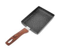 IWOWHERO Poêle à Omelette Antiadhésive Petit Format 13x18 Cm Fond Composite en Aluminium, Manche Imitation Bois, Compatible Plaques à Induction, pour Cuisson Petit-déjeuner Cuisine Maison