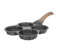 IWOWHERO Poêle à Œufs Antiadhésive Noire en Bois et Pierre Médicale, Résistante à L'usure Design Rainuré, Multi-trous pour Cuisson sans Bavures, pour Petit-déjeuner