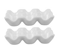IWOWHERO Porte-coquetier en Céramique Blanc pour Réfrigérateur, Plateau de Rangement pour Œufs Facile à Nettoyer Design Multifonctionnel, Cuisine et Frigo