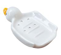IWOWHERO Porte-Savonnette en Céramique Auto-Drainant Motif Canard Mignon Petite Boîte à Savonnette Fonctionnelle pour Salle de Bain Cuisine Accessoire Pratique et Décoratif sans Perçage