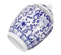 IWOWHERO Pot de Conservation Céramique Style Chinois avec Couvercle Hermétique Bocal à Thé Rétro pour Sachets Pot de Stockage Pratique et Décoratif pour Cuisine et Bureau