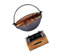 IWOWHERO Pot Fonte pour Sukiyaki avec Cuisinière Aluminium Capacité Spacieuse Résistant Feu Ouvert Batterie Cuisine Tout Feux pour Pique- Extérieur