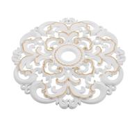 IWOWHERO Rosace de Plafond Décorative 31 Cm Ronde en Plastique Blanc Doré Sculpté Style Européen pour Lustres Ventilateurs Plafonniers, Médaillon de Plafond pour Salon Chambre Salle