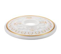 IWOWHERO Rosace de Plafond Ronde 396 CM Blanche Finition Dorée en Plastique Léger Plaque de Recouvrement Décorative pour Plafonnier et Ventilateur Panneau Lumineux Adapté Salle à Manger