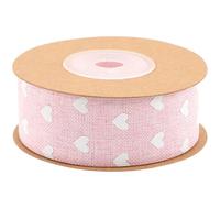 IWOWHERO Ruban Décoratif Imitation Lin Motif Cœur Saint-Valentin 10 Yards Rose Clair pour Décoration Mariage Fête Emballage Présent Artisanat
