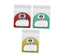 IWOWHERO Sachets Autocollants Biscuits En Plastique 13x10cm Lot 300 Pièces Rouge Jaune Vert Fermeture Étanche Emballage Fête Présent Pâtisserie Amusant Usage Quotidien