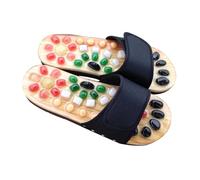 IWOWHERO Sandales de Massage Jade Naturel avec Galets pour Réflexologie Plantaire Semelle Anti-dérapante PU et EVA Pointure Noires pour Détente et Circulation Sanguine