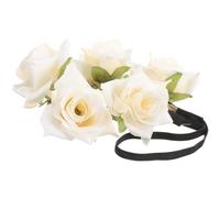 IWOWHERO Serrage-tête à Fausse Couronne en Tissu Blanc Roses Délicates, Accessoire Coiffure Chic pour Cosplay et Voyages, Apparence Réaliste et Design Élégant