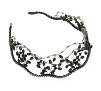 IWOWHERO Serrage-tête à Perles Noir en Alliage de Zinc Cristaux Brillants, Couvre-chefs en Perles Élégant pour Mariée, pour Mariages et Usage Quotidien