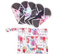 IWOWHERO Serviettes Hygiéniques Réutilisables Fibre Bambou Protège-slips Fins et Respirants pour Femmes Post-accouchement avec Pochette de Rangement Lot Confort Quotidien Couleur Aléatoire