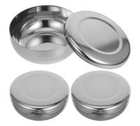 IWOWHERO Set de 3 Bols Inox Couvercle, Bols à Riz et Soupe, Utilisation Polyvalente pour Repas et Snacks, Facile à Laver