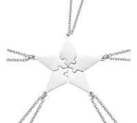IWOWHERO Set de Colliers D'amitié Pendentif Étoile à Cinq Branches Lot de 5 en Acier Titane Symbole de Relation, Légers et Faciles à Porter pour Amis et Famille