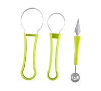 IWOWHERO Set de Outils de Sculpture Fruits Acier Inoxydable et PP Cuillères Melon Boule Multifonctions avec Manche Ergonomique pour Pastèque Melon Concombre Dragon Fruit