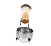 IWOWHERO Set de Rasage Homme avec Bol à Inox et Support Blaireau Brosse à Barbe Poil Fin pour Mousse Riche Léger et Portable Voyage et Entretien Barbe