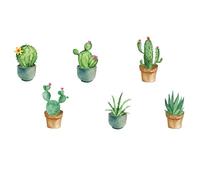 IWOWHERO Sticker Mural Cactus en Pot Vert PVC 38X58 CM Autocollant Mural Amovible pour Décoration Salon Chambre et Escaliers Stickers Muraux Plantes en Pot Écologiques sans Danger