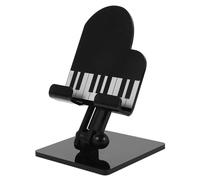 IWOWHERO Support de Téléphone Portable Pliable Réglable en Hauteur, Design Triangulaire Piano en Métal Noir, Support de Bureau Antidérapant pour Smartphone, pour Bureau, Voyage et Maison