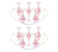 IWOWHERO Support d'Entraînement pour Nail Art en Acrylique Transparent de Cœur Lot de 2 sets de 5 Pions Rose Irisé Présentoir à Manucure Portable pour Capsules d'Ongles pour Pratique et