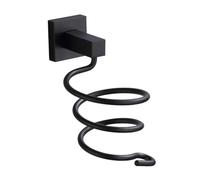 IWOWHERO Support Mural Sèche-cheveux Aluminium Léger Noir Rack de Rangement pour Salle de Bain Porte Sèche-cheveux Fiable avec Fixation par Perçage