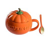 IWOWHERO Tasse Citrouille Céramique Orange Petite avec Cuillère Mug Multifonction pour Café Thé Lait Boisson Chaude Matériau Céramique Design Brûlure et Finition Lisse