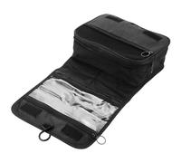 IWOWHERO Trousse de Toilette de Voyage Noire Légère Crochet Pliable en Tissu Cationique, Grosse Capacité pour Organiser Cosmétiques en Déplacement