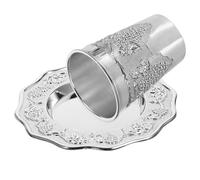 IWOWHERO Verre Kiddouch Alliage de Zinc avec Soucoupe Design Élégant et Robuste pour Shabbat Havdalah et Fêtes Juives