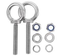 IWOWHERO Vis à Œil D’Ancrage M10X60 en Acier Inoxydable avec Rondelle Plate Rondelle Élastique et Écrou en Nylon - Kit 2 Pièces pour Fixation Murale à Suspendre et Levage Industriel