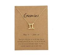 IWQSPNQP Collier Horoscope Personnalisé d'or Élégant 12 Zodiaque |Charmant Pendentif |Cadeau Créatif |12 Cartes Zodiaques-gémeaux