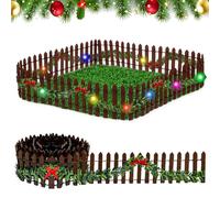 IWTBNOA Clôture de Jardin Miniature, Mini Clôture de Noël avec Lumières, Mini Clôture en Bois, Clôture Flexible Décoration de Jardin, Mini Bordure Barriere pour Maison de Poupée, Modélisme(90 * 5cm)